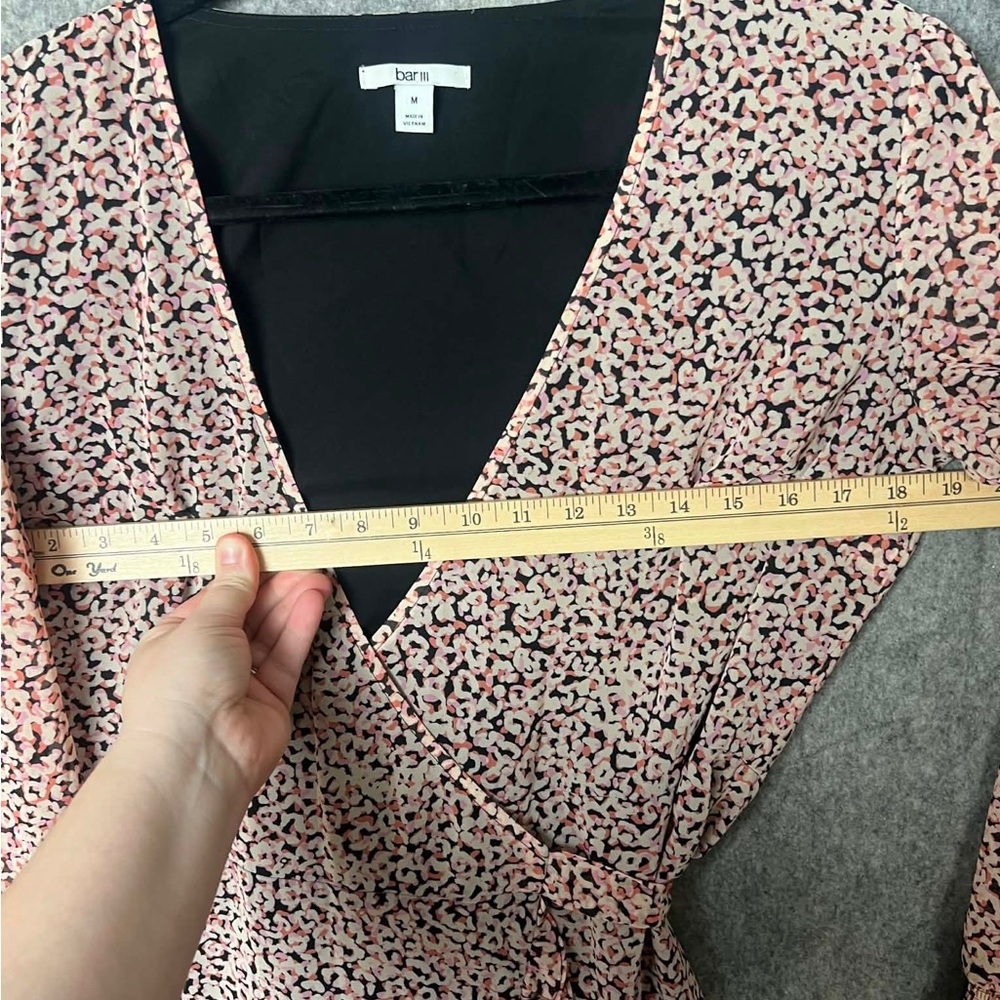 Bar III Woman Size Medium Blush Print Long Sleeve Wrap Dress - Picture 5 of 9